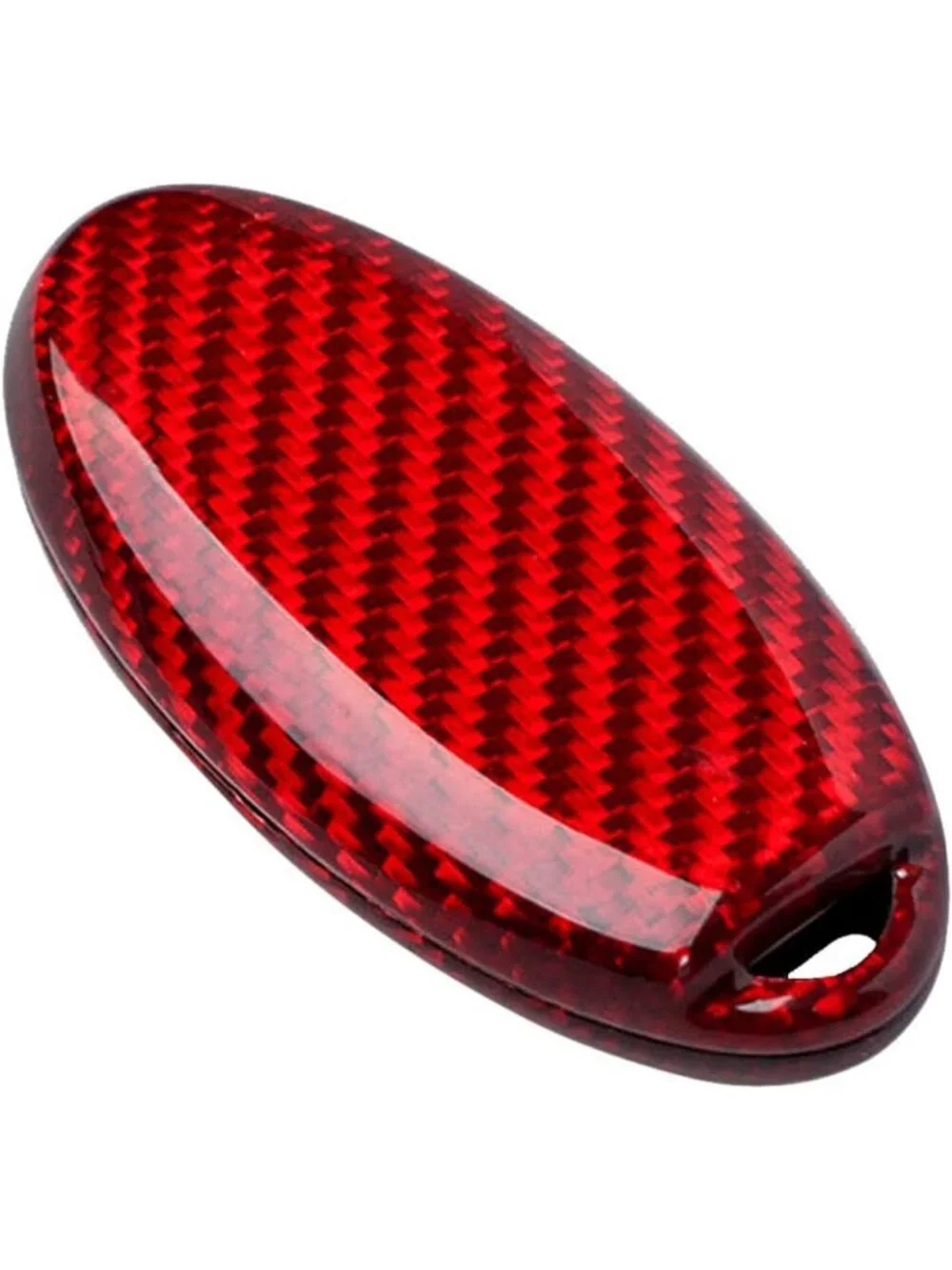 Sleek Carbon Fiber Key Fob Cover for Nissan Models - Smart Remote Case, Red
